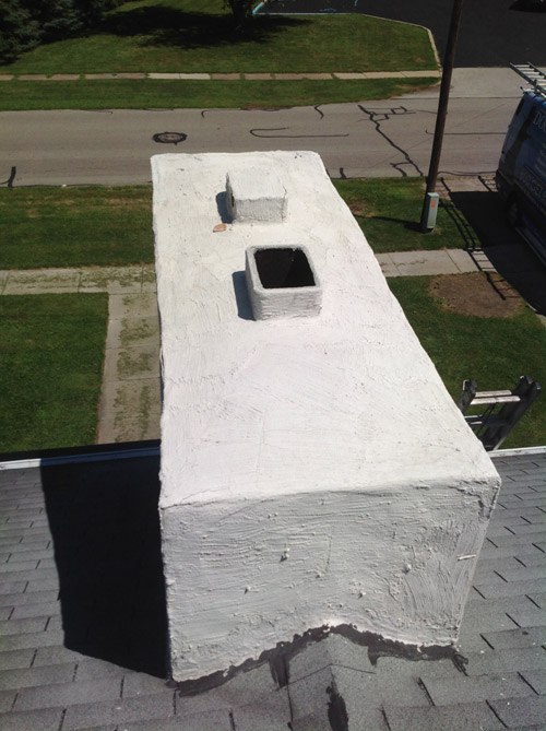 Top view of chimney before work